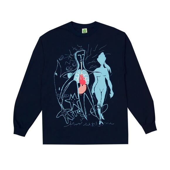 Frog Phenomenon Skateboards Long Sleeve Crewneck Graphic Tee Medium Navy Blue - Picture 1 of 9